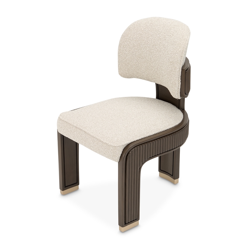 West Kensington Boucle Dining Side Chair - Set of 2 - Buff/Medium Espresso