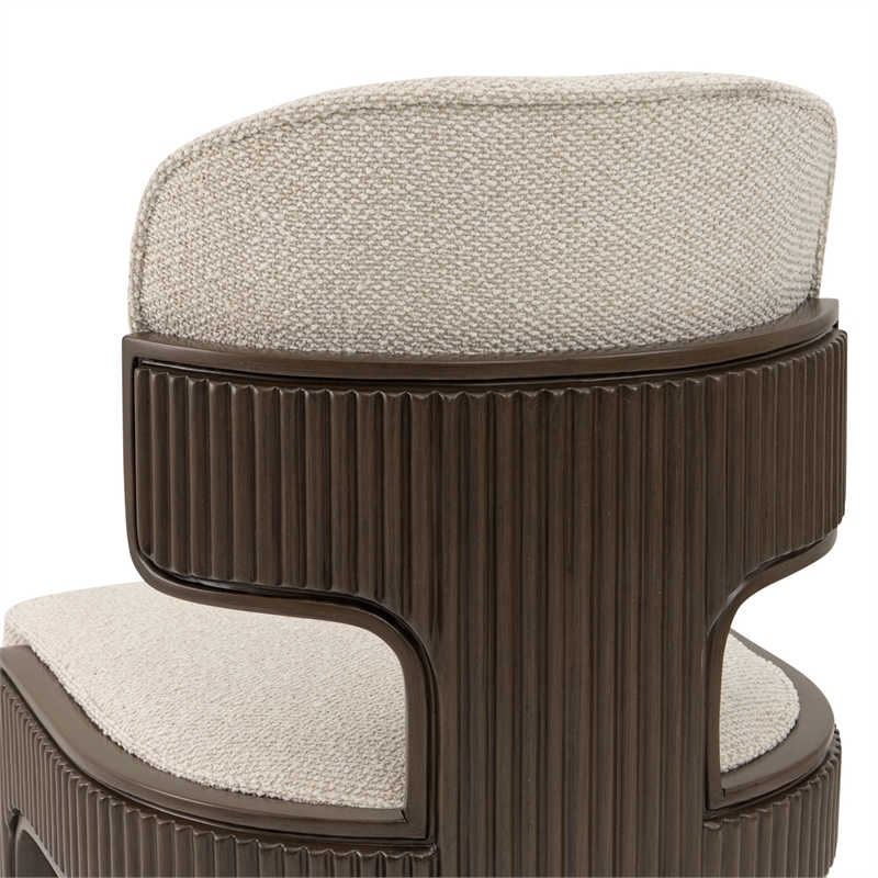 West Kensington Boucle Dining Side Chair - Set of 2 - Buff/Medium Espresso
