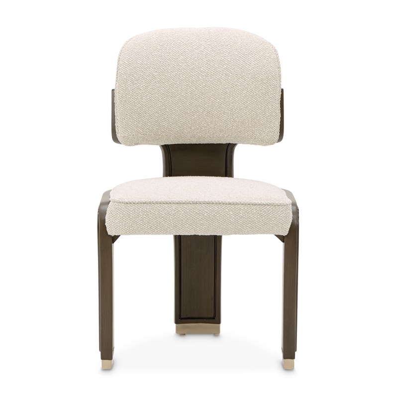 West Kensington Boucle Dining Side Chair - Set of 2 - Buff/Medium Espresso