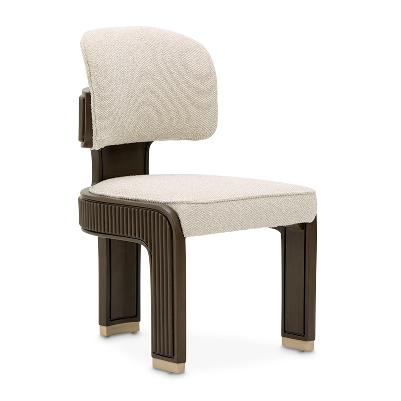 West Kensington Boucle Dining Side Chair - Set of 2 - Buff/Medium Espresso