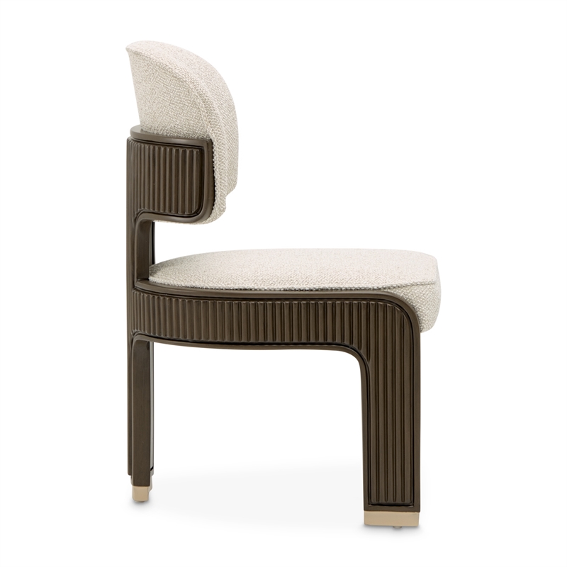 West Kensington Boucle Dining Side Chair - Set of 2 - Buff/Medium Espresso