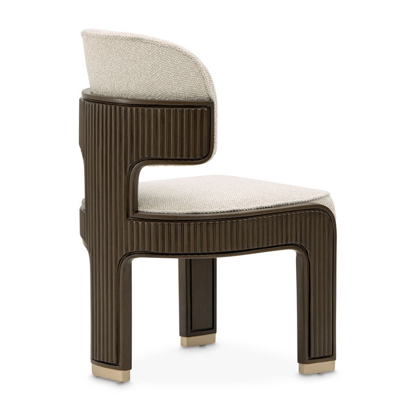 West Kensington Boucle Dining Side Chair - Set of 2 - Buff/Medium Espresso