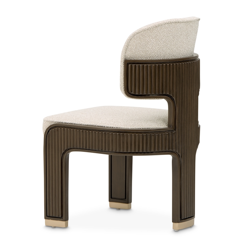 West Kensington Boucle Dining Side Chair - Set of 2 - Buff/Medium Espresso