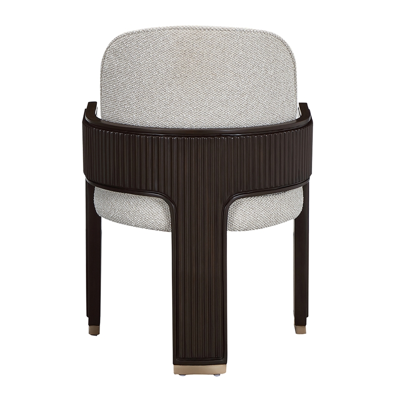West Kensington Boucle Dining Arm Chair - Buff/Medium Espresso