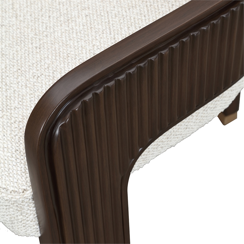 West Kensington Boucle Dining Arm Chair - Buff/Medium Espresso