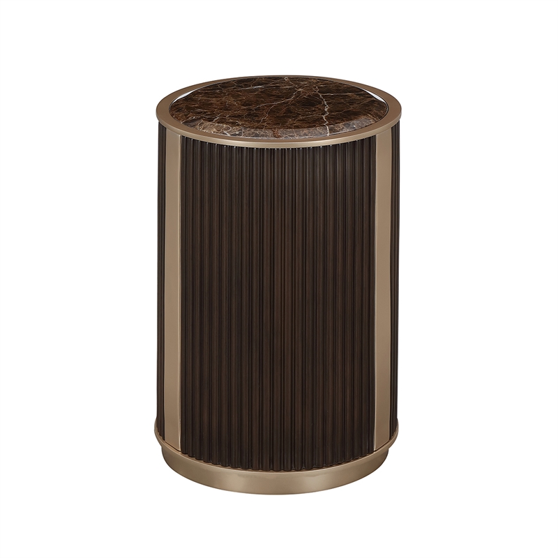 West Kensington Reeded Round Chairside Table - Medium Espresso