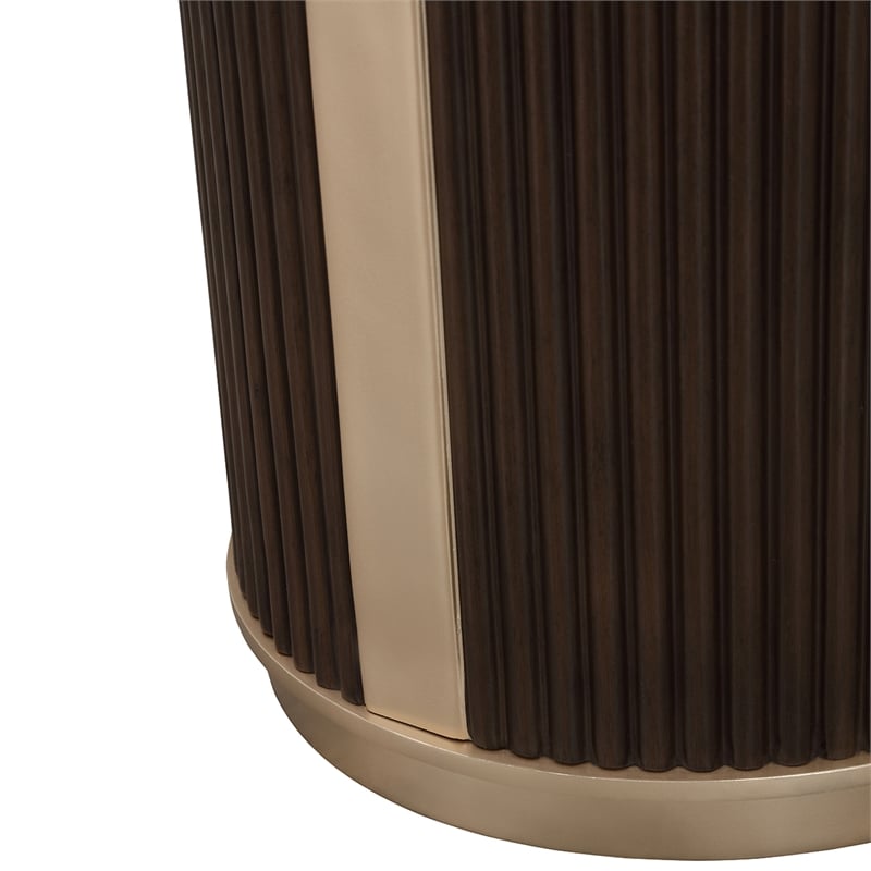 West Kensington Reeded Round Chairside Table - Medium Espresso