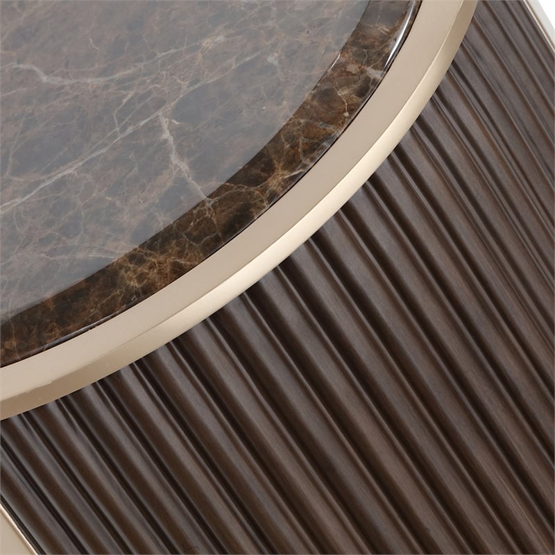 West Kensington Reeded Round Chairside Table - Medium Espresso