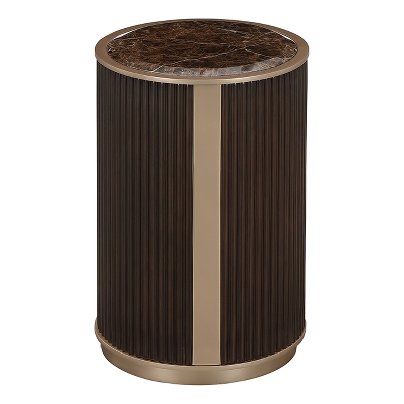 West Kensington Reeded Round Chairside Table - Medium Espresso