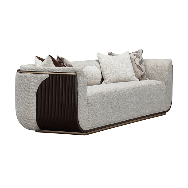 West Kensington Boucle Sofa - Buff/Medium Espresso