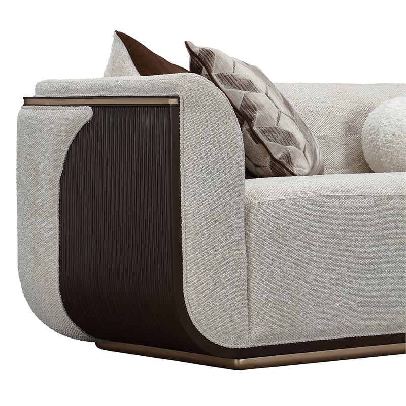 West Kensington Boucle Sofa - Buff/Medium Espresso