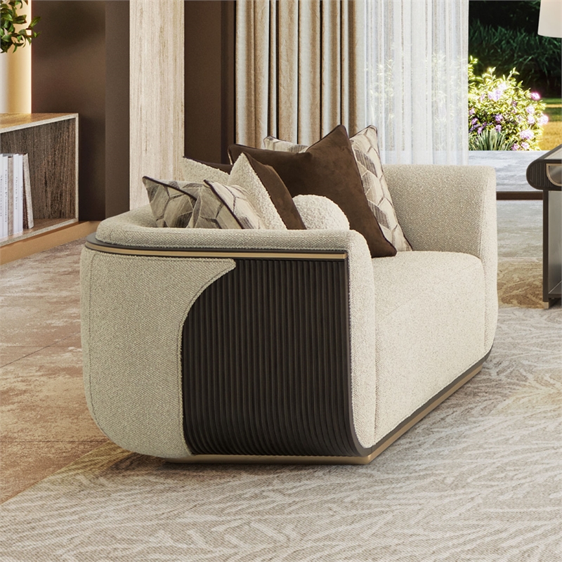 West Kensington Boucle Loveseat - Buff/Medium Espresso