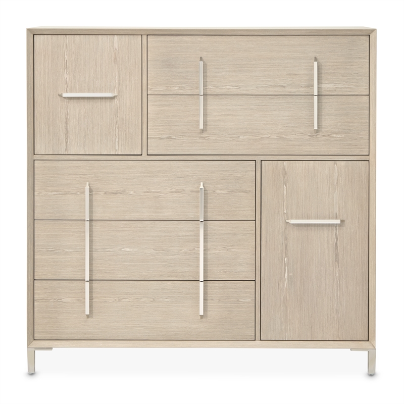 Lotus Bay Five-Drawer Chest with Dual Cabinets - Sand