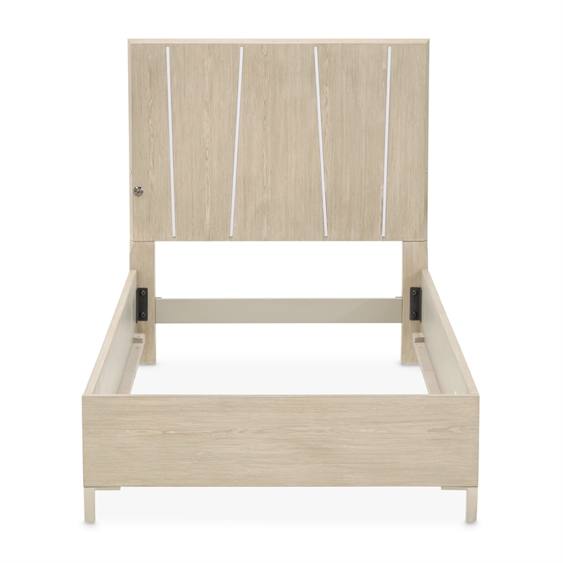 Lotus Bay Twin Panel Bed with LED Lights - Sand