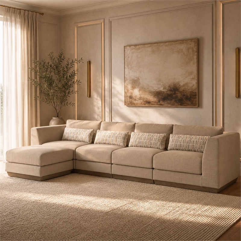 Portrait 5-Piece Modular Sectional - Toffee/Sienna Brown