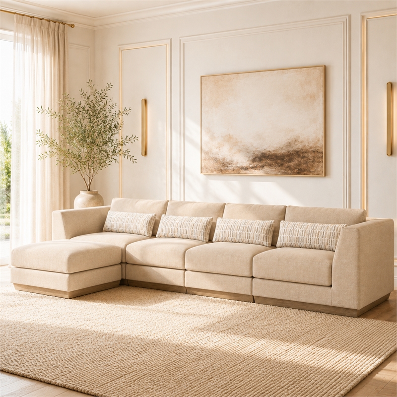 Portrait 5-Piece Modular Sectional - Toffee/Sienna Brown