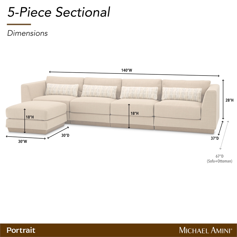 Portrait 5-Piece Modular Sectional - Toffee/Sienna Brown