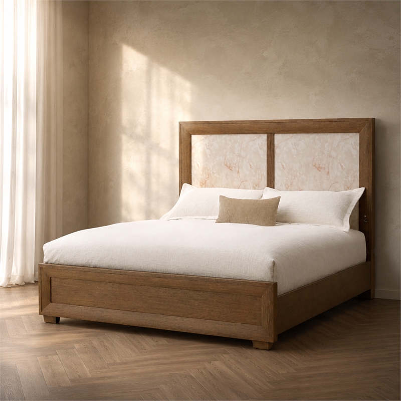 Portrait Queen Panel Bed with LED Lights - Sienna Brown