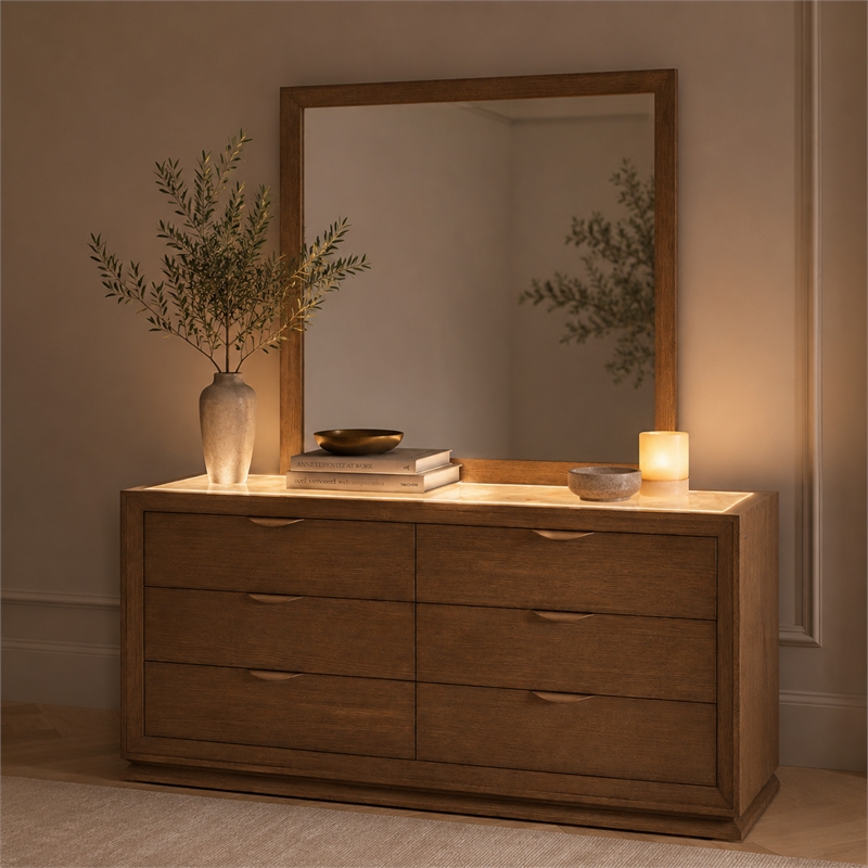 Portrait Dresser with Mirror - Sienna Brown
