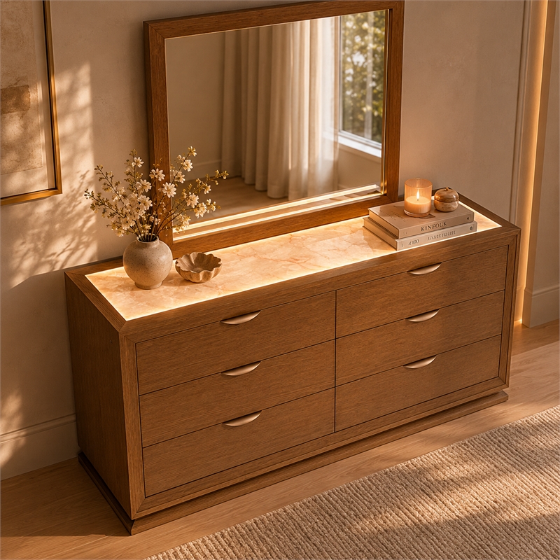 Portrait Dresser with Mirror - Sienna Brown