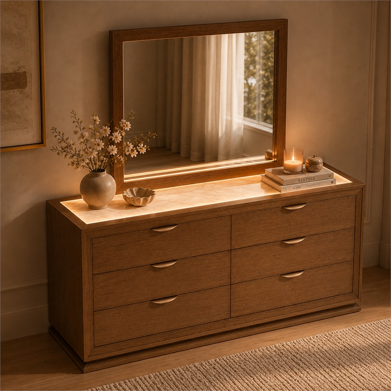 Portrait Dresser with Mirror - Sienna Brown