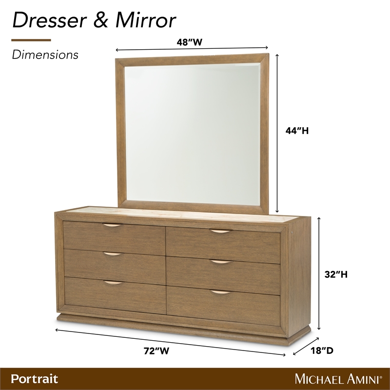 Portrait Dresser with Mirror - Sienna Brown
