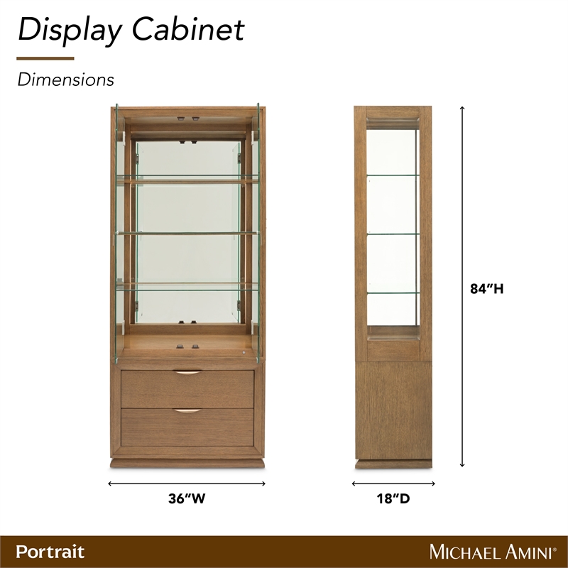 Portrait Display Cabinet with LED Lighting - Sienna Brown