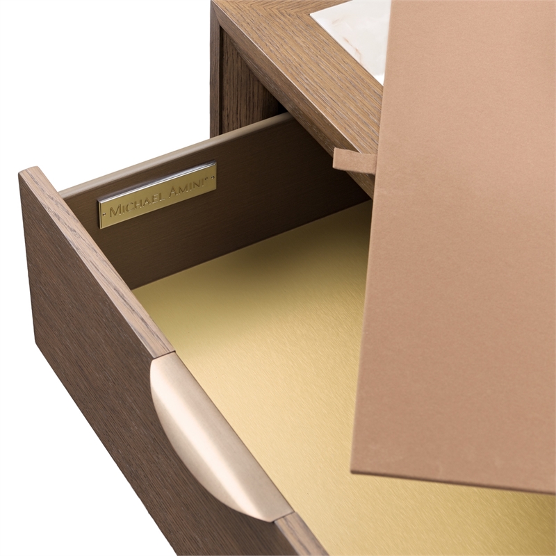Portrait 2-Drawer Nightstand with LED Lights - Sienna Brown
