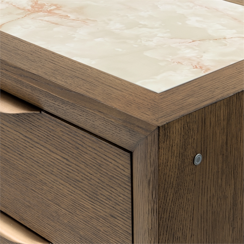 Portrait 5-Drawer Chest with LED Lights - Sienna Brown
