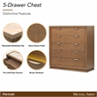 Portrait 5-Drawer Chest with LED Lights - Sienna Brown