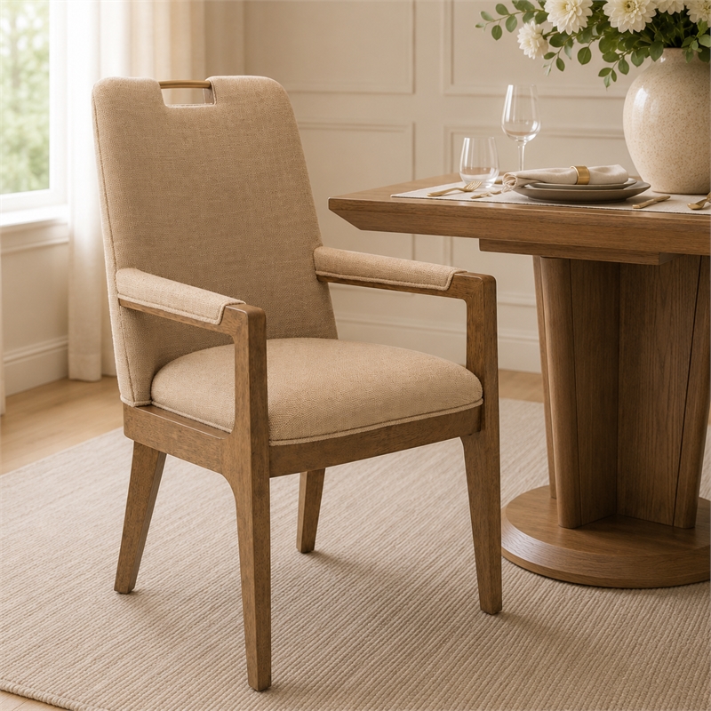 Portrait Dining Arm Chair - Set of 2- Toffee/Sienna Brown