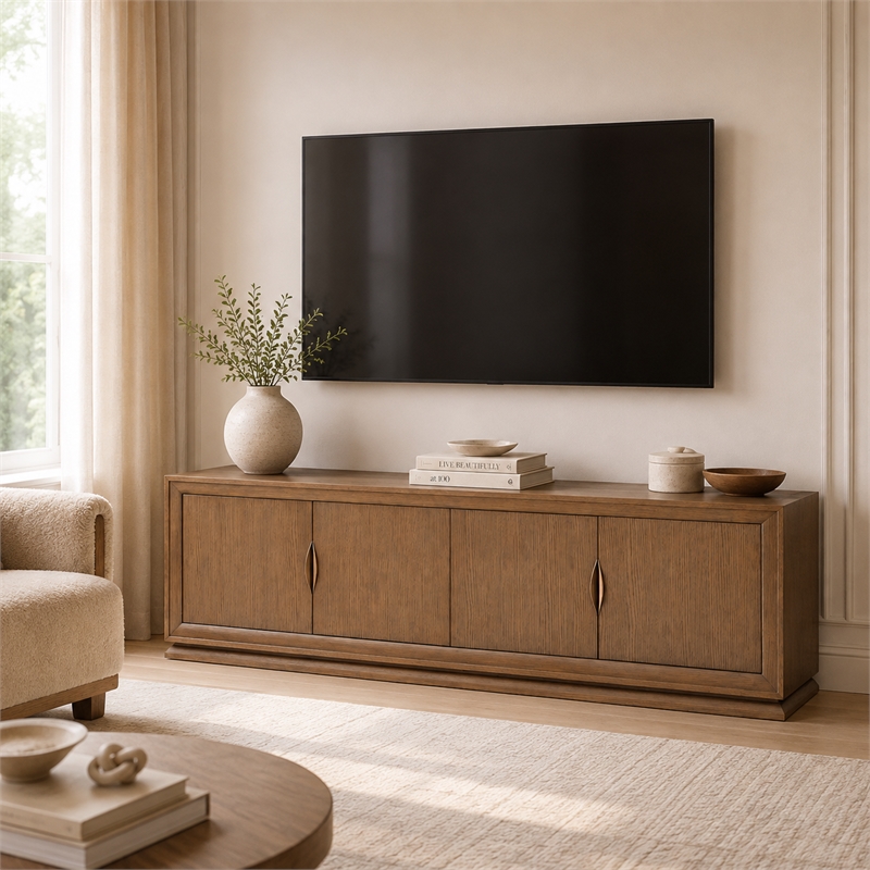 Portrait Wood TV Console - Sienna Brown