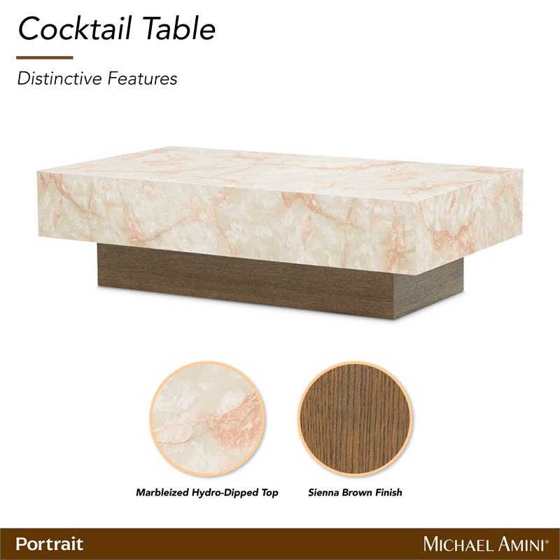 Portrait Rectangular Cocktail Table - Sienna Brown