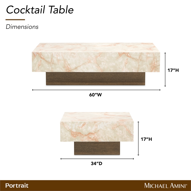 Portrait Rectangular Cocktail Table - Sienna Brown