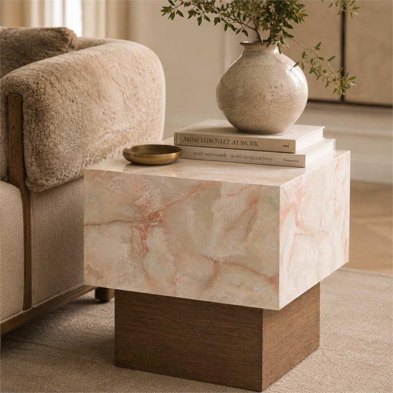 Portrait Square End Table - Sienna Brown