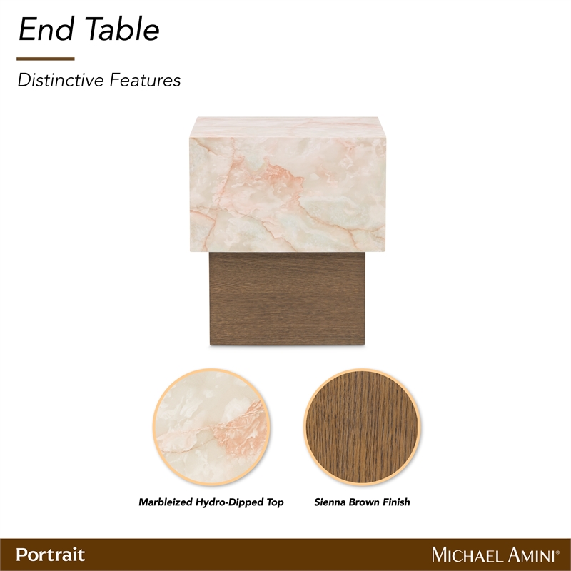Portrait Square End Table - Sienna Brown