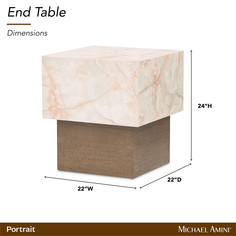Portrait Square End Table - Sienna Brown