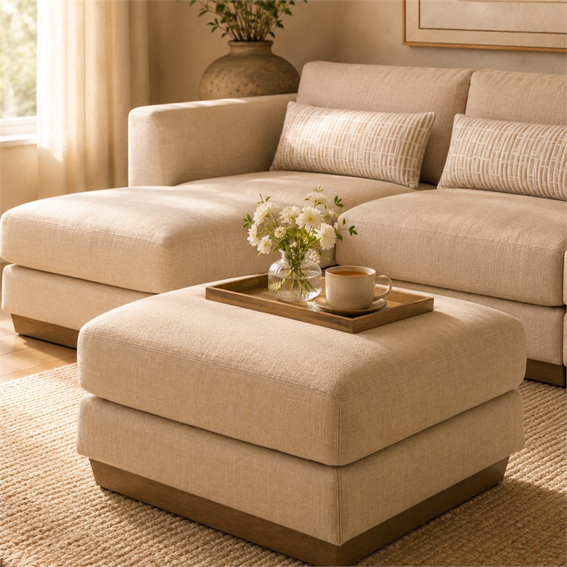 Portrait Square Ottoman - Toffee/Sienna Brown