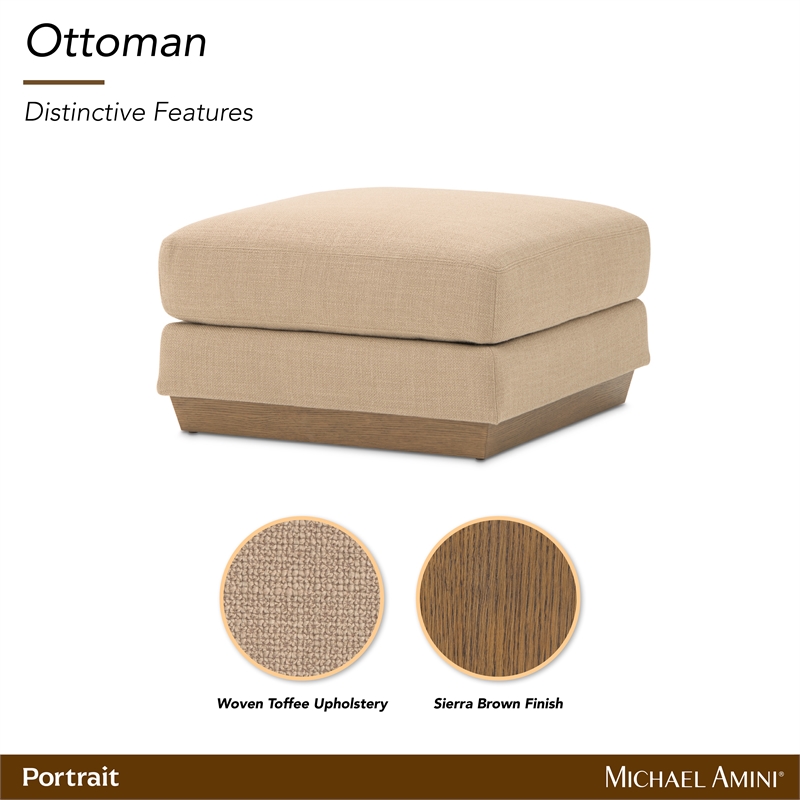 Portrait Square Ottoman - Toffee/Sienna Brown