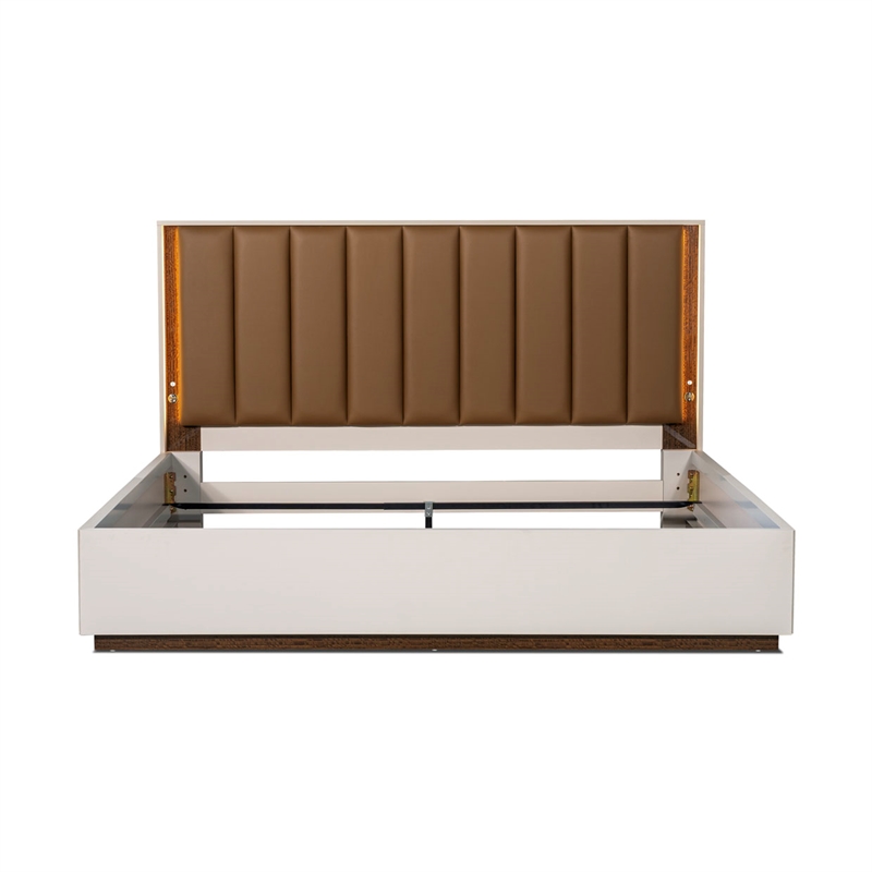 Pavira Eastern King Bed with LED Lights - Walnut