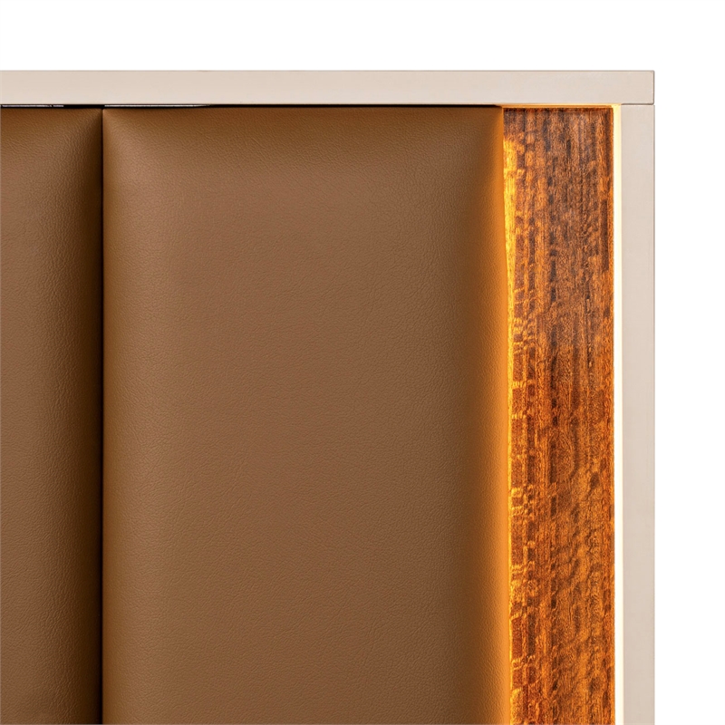 Pavira Eastern King Bed with LED Lights - Walnut