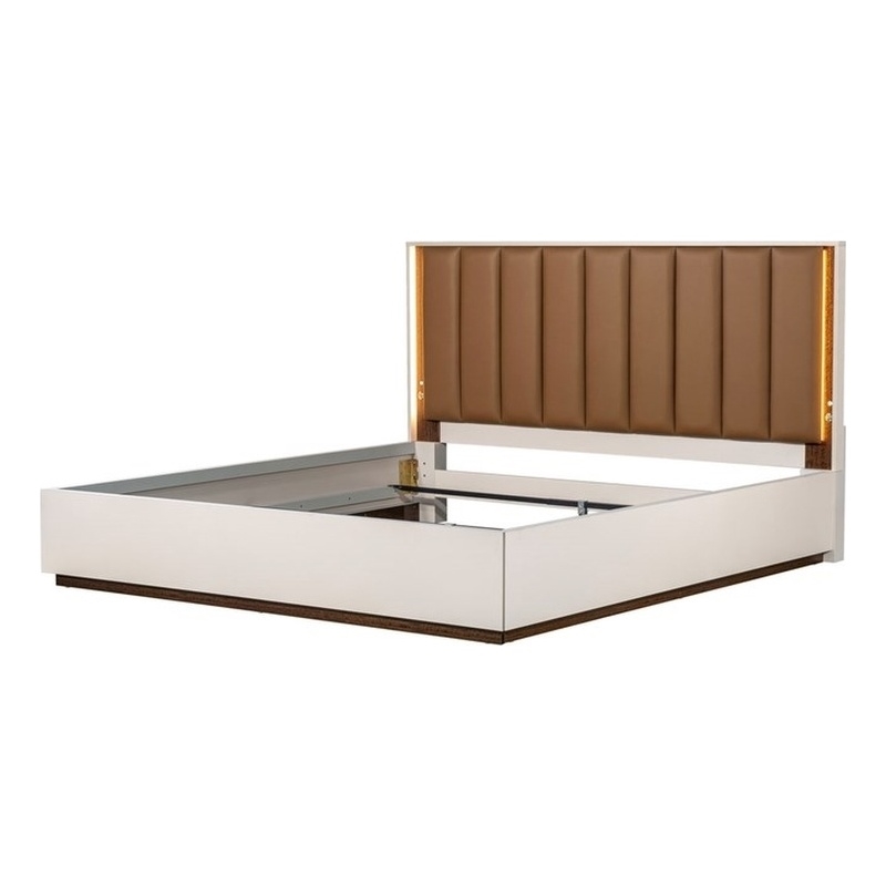 Pavira Eastern King Bed with LED Lights - Walnut