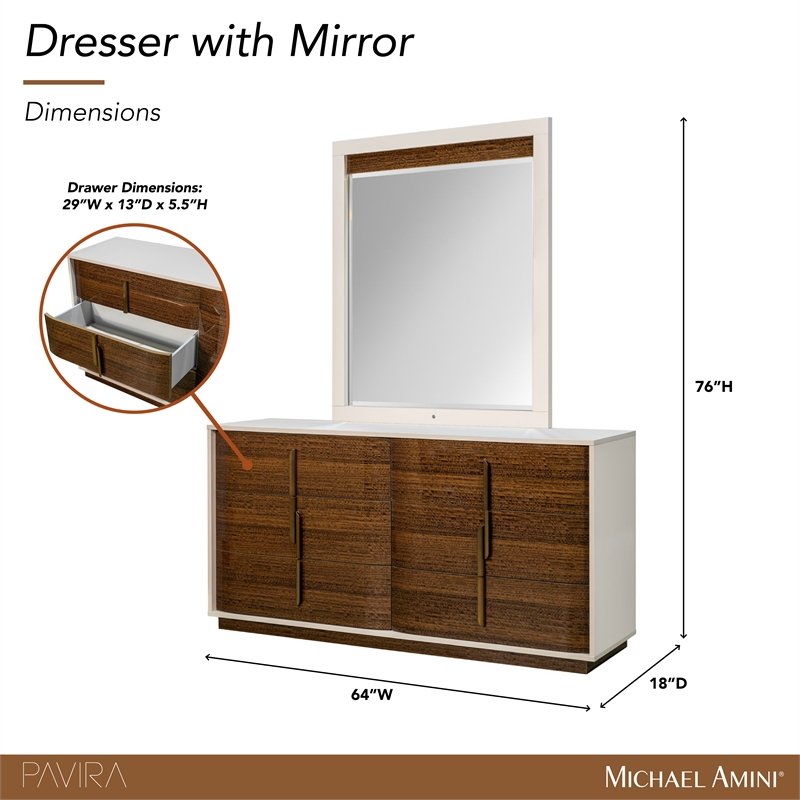 Pavira Dresser with Mirror - Walnut