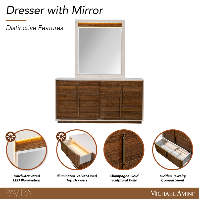 Pavira Dresser with Mirror - Walnut