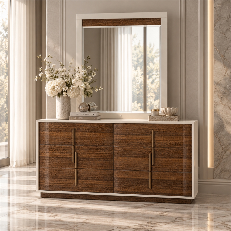 Pavira Dresser with Mirror - Walnut