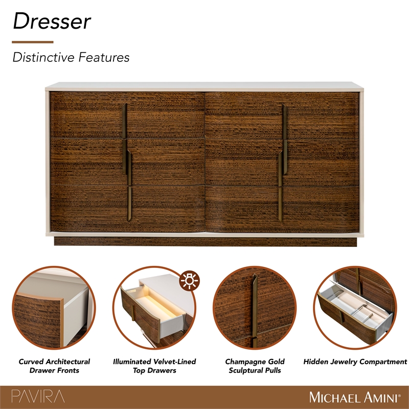 Pavira 6-Drawer Dresser - Walnut