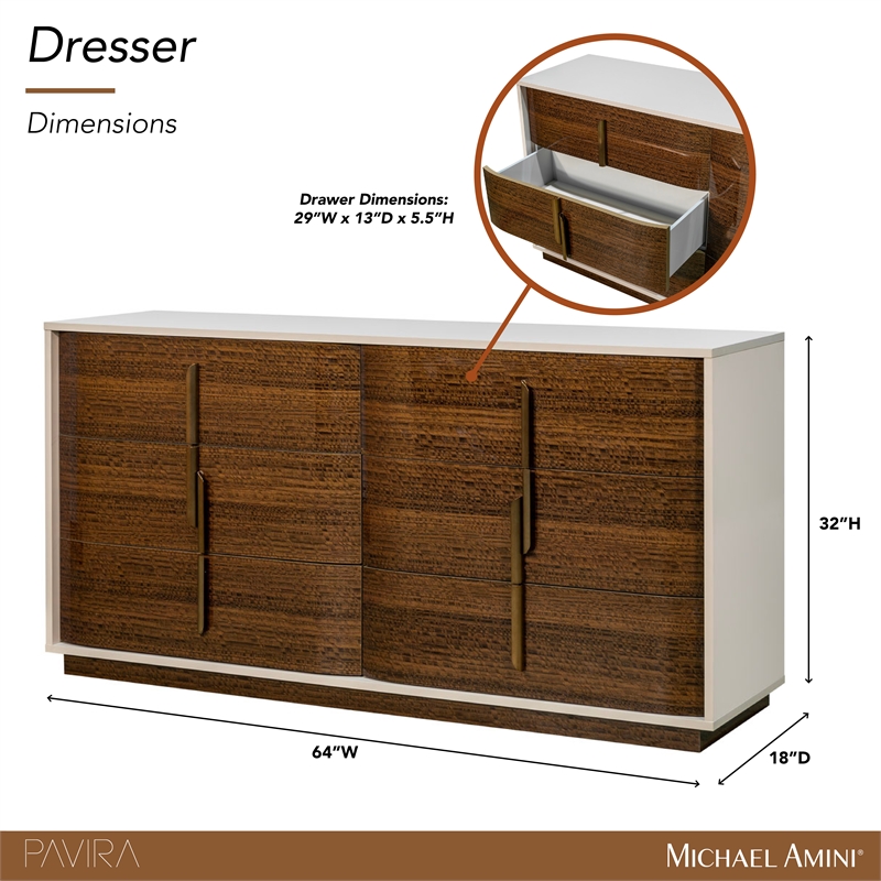 Pavira 6-Drawer Dresser - Walnut