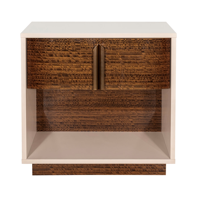 Pavira 1-Drawer Nightstand with LED Lights - Walnut
