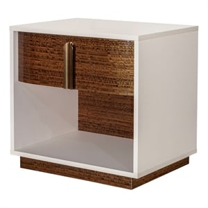 Pavira 1-Drawer Nightstand with LED Lights - Walnut