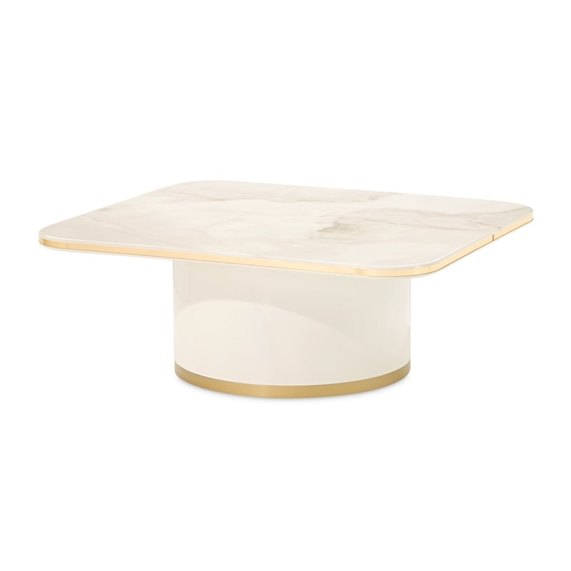 Gineverra Rectangular Cocktail Table - Ivory/Gold